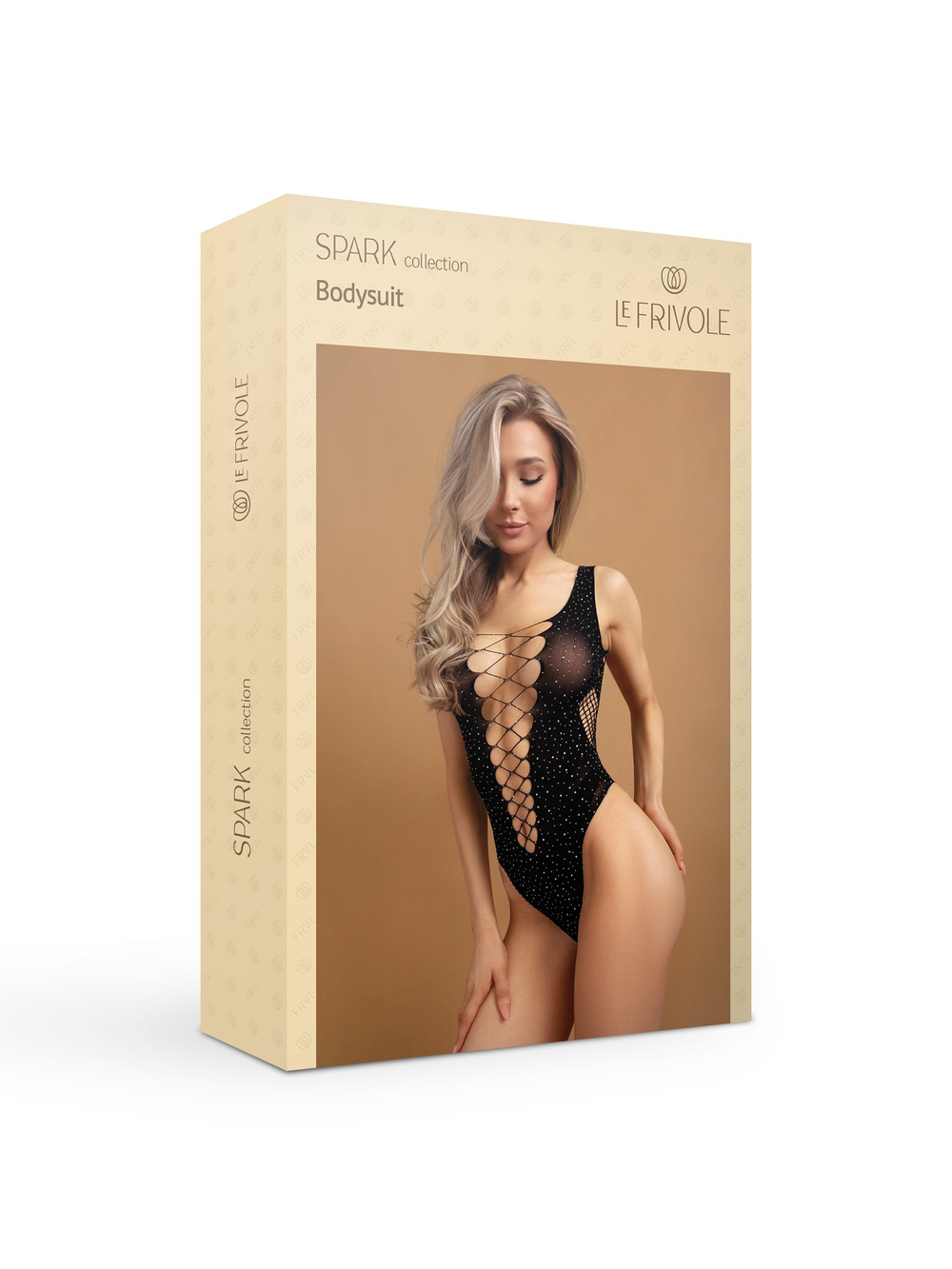 Боди черное с вырезами на животе искрящееся стразами (SPARK) (S/XXL)