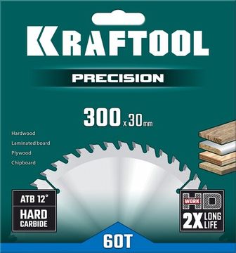 KRAFTOOL Precision, 300 х 30 мм, 60Т, пильный диск по дереву (36952-300-30)