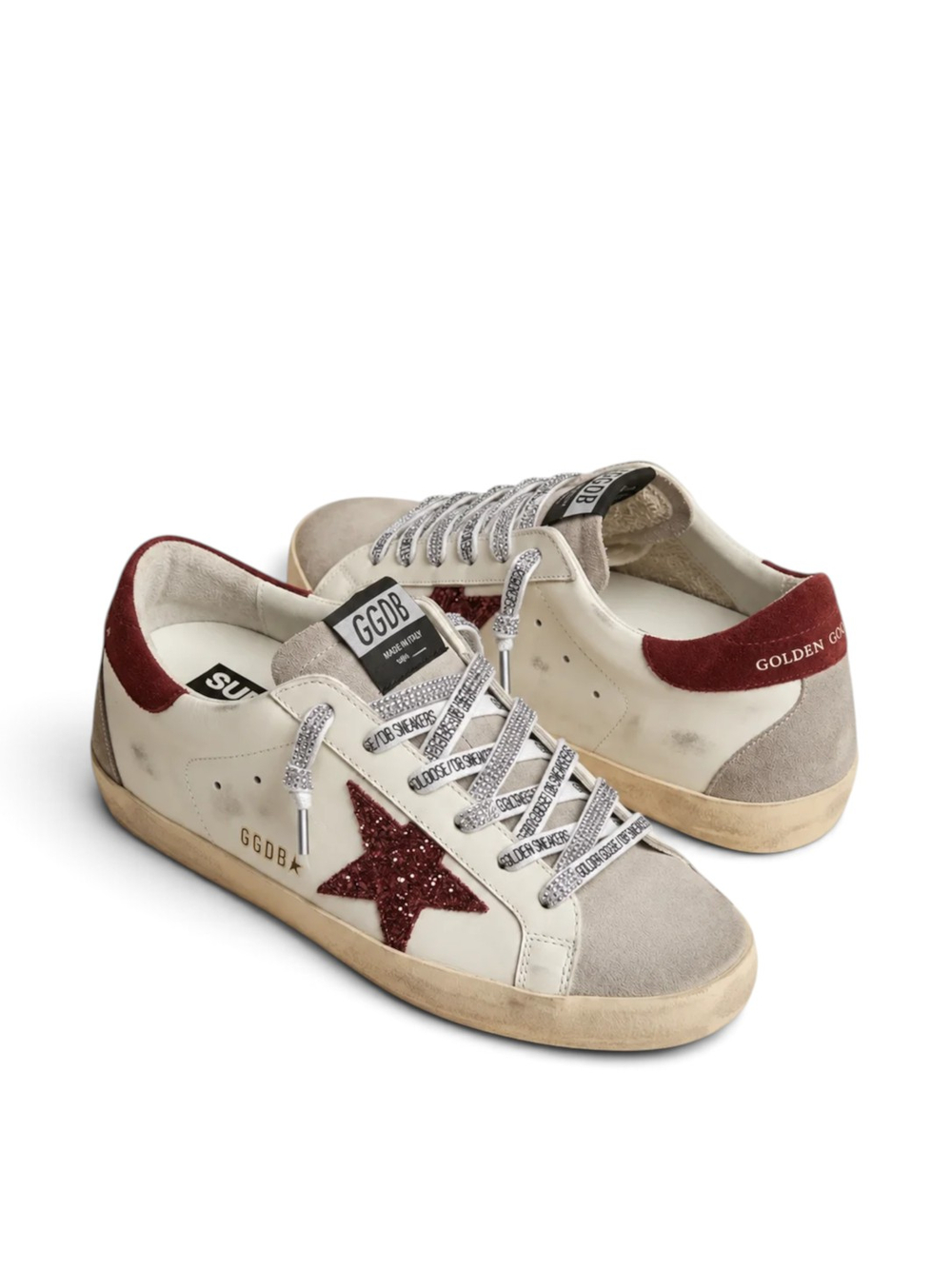 Golden Goose Crystal Logo Laces — Silver / White