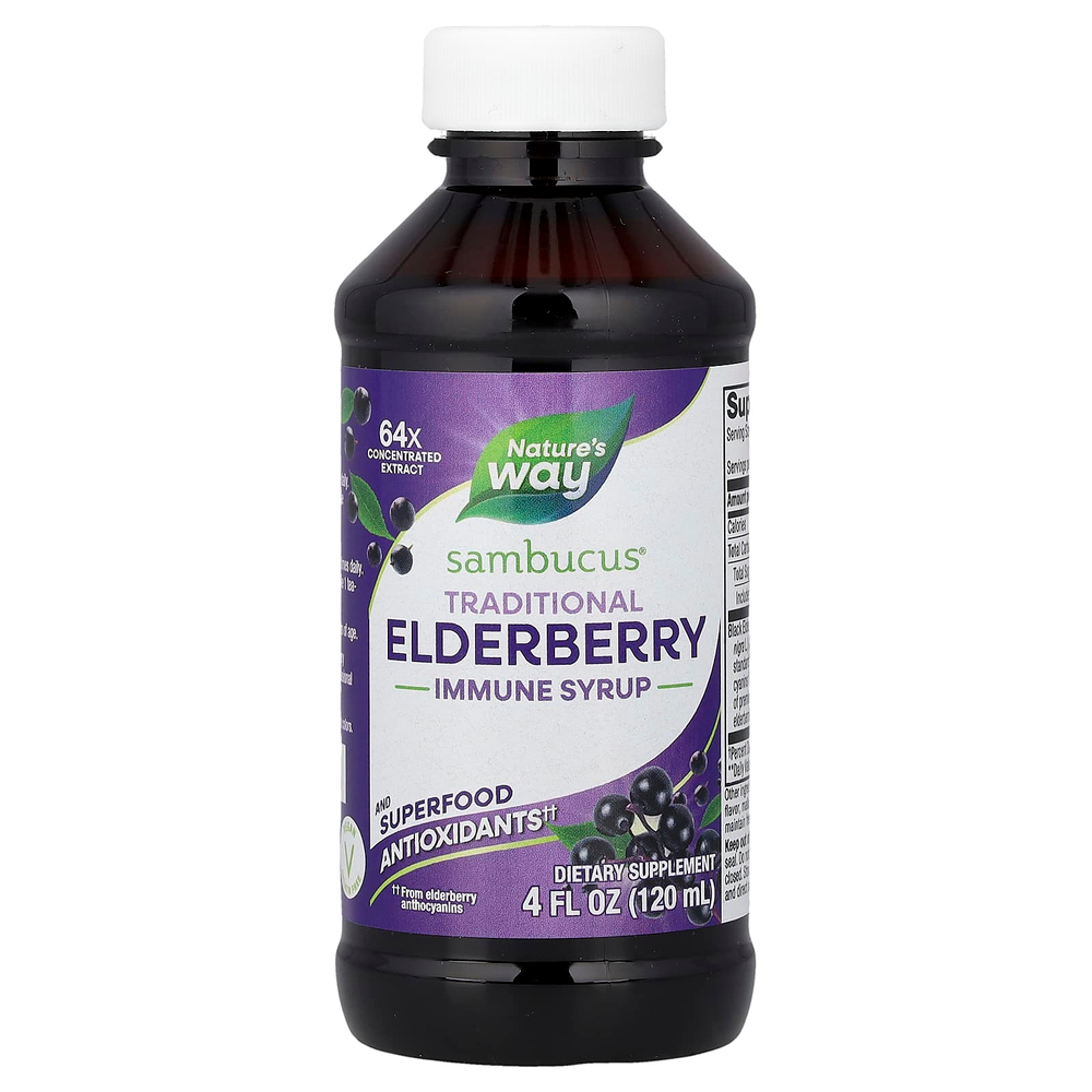 Nature's Way, Sambucus®, традиционный сироп для укрепления иммунитета, бузина, 120 мл (4 жидк. унции)
