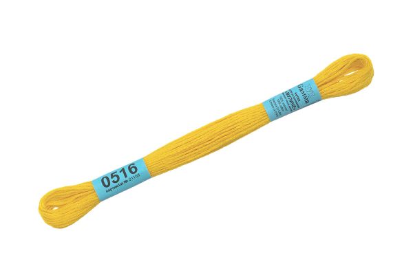 Мулине Gamma 100% хлопок, цв.0516 желтый, 24 мотка по 8 метров