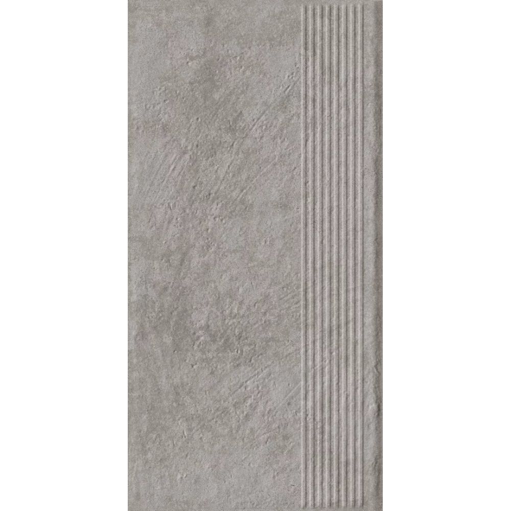 Paradyz Carrizo Grey - Ступень простая структурная с насечками 300x600