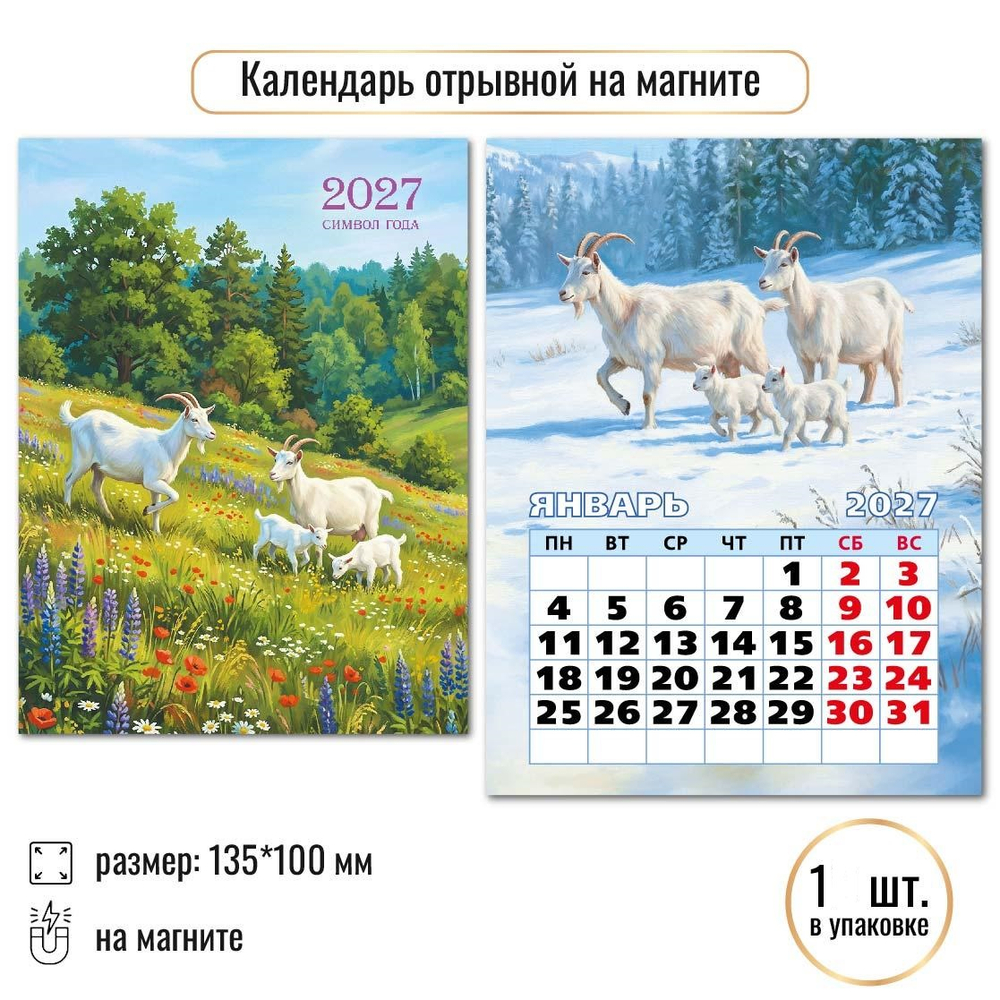 Календарь отрывной на магните 2027 "Символ года" 10328 (Квадра)