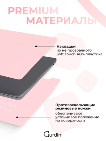 Чехол накладка Gurdini для Macbook Air 13.6" 2022 (A2681) пластик матовый Light Pink