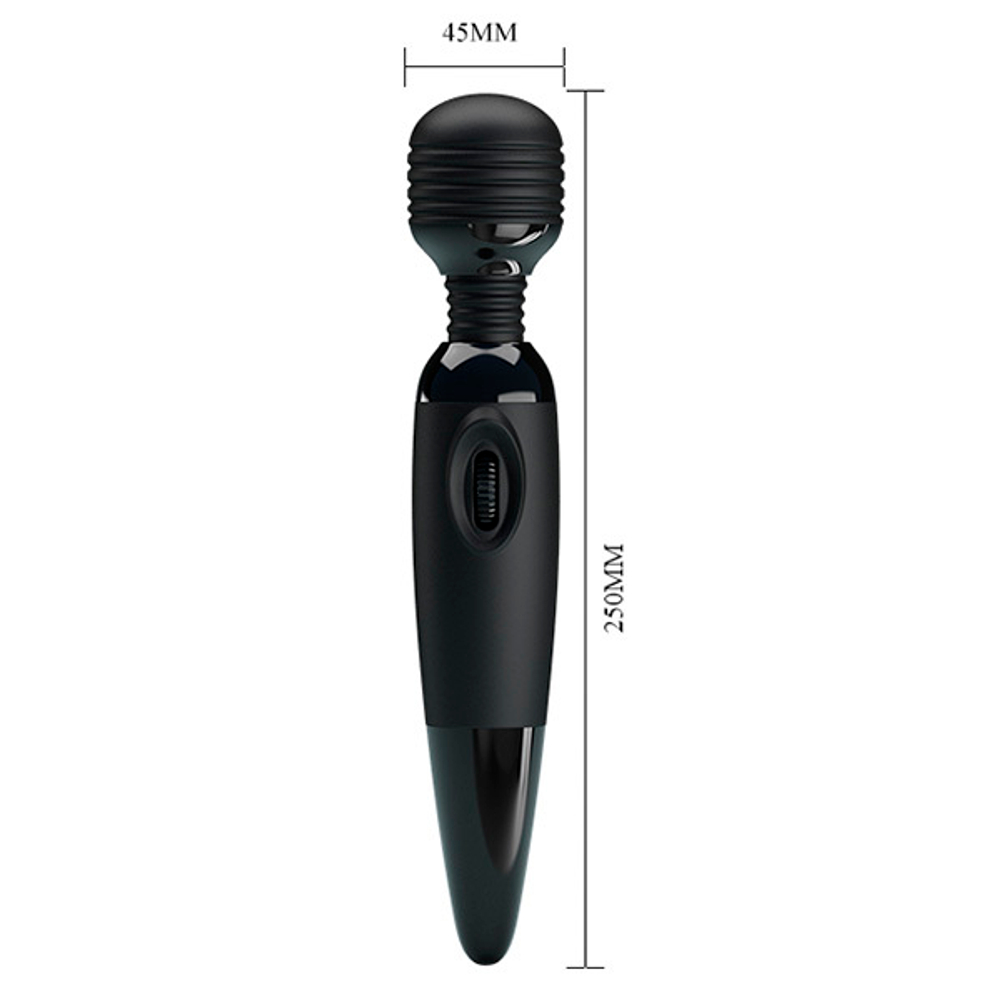 Черный вибромассажер 25см с мощной вибрацией Baile Power Wand BW-055009