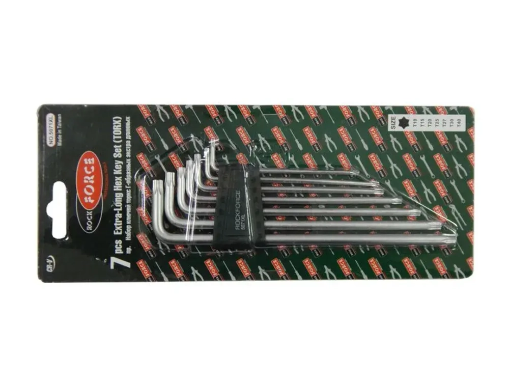 Набор ключей TORX Г-образных экстра длинных 7пр.(Т10,Т15,Т20,Т25,Т27,Т30,Т40) в пластиковом держателе RockForce##Rock FORCE RF-5071XL