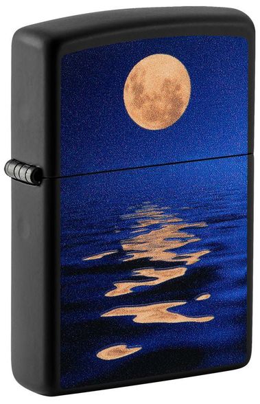 Цена наЗажигалка ZIPPO Moon Sunset с покрытием Black Light, латунь/сталь, чёрная, матовая