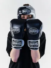 Шлем боксерский LEADERS LS ULTRA с бамперной защитой BL/SIL (синий тёмный/серебристый)
