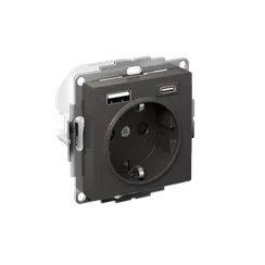 Розетка с USB A+C с защитными шторками Systeme Electric AtlasDesign Базальт ATN001432