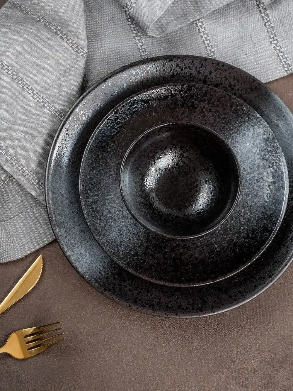 Набор посуды 6 тарелок 27 см плоских графит для ресторана