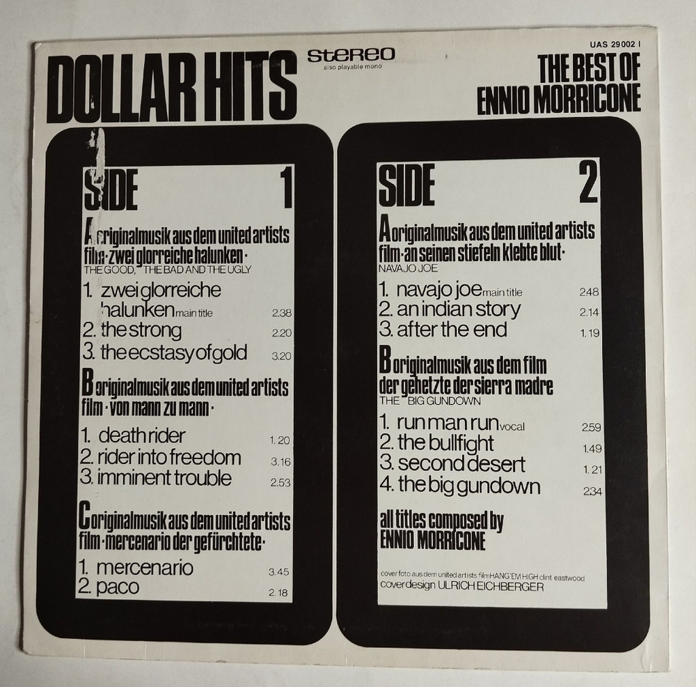 Винтажная виниловая пластинка LP Dollar Hits (The Best Of Ennio Morricone) (Germany 1980)