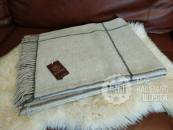 Плед из 100% шерсти мериноса 150x200 см. MONGOLTEXTILE (Монголия) - светло-серый