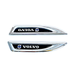 Накладки/наклейки Volvo объемные металлические ("плавник" Вольво 14,5х2,5см). 2 шт в комплекте. Серебристый цвет