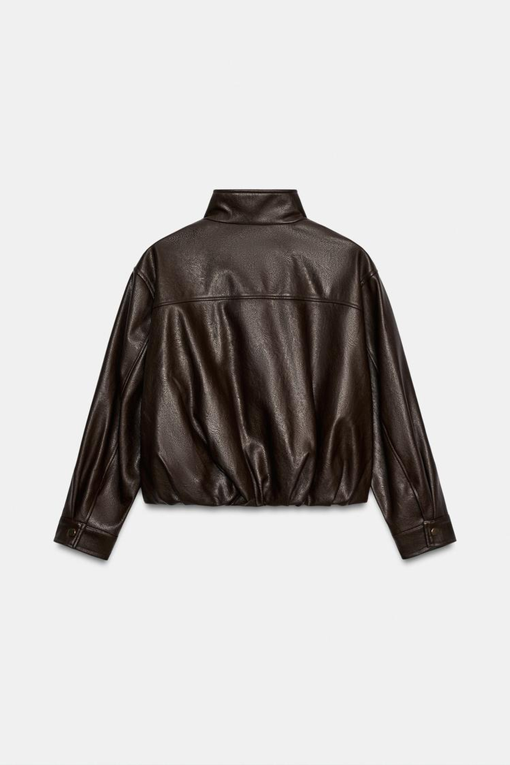 ZARA БОМБЕР ИЗ ИСКУССТВЕННОЙ КОЖИ С ВОРОТНИКОМ-СТОЙКОЙ, КОРИЧНЕВЫЙ