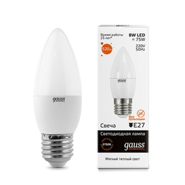 Лампа Gauss LED Elementary Candle 8W E27 3000K 33218