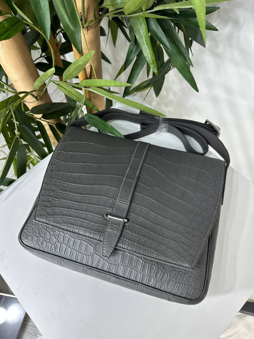 Сумка через плечо Hermes Steve Light из кожи крокодила