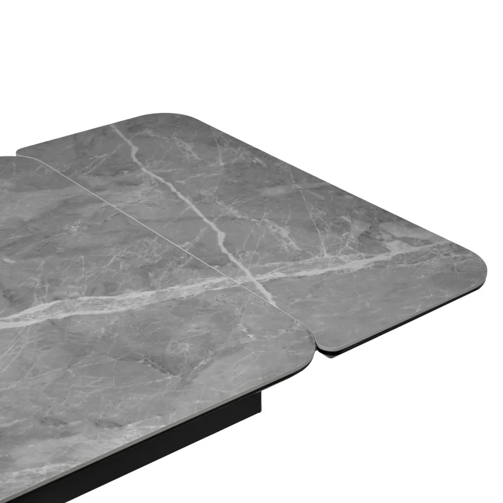 Стол Arthur раскладной 120-184x80x75см, керамогранит серый мрамор Greys Grey, чёрный