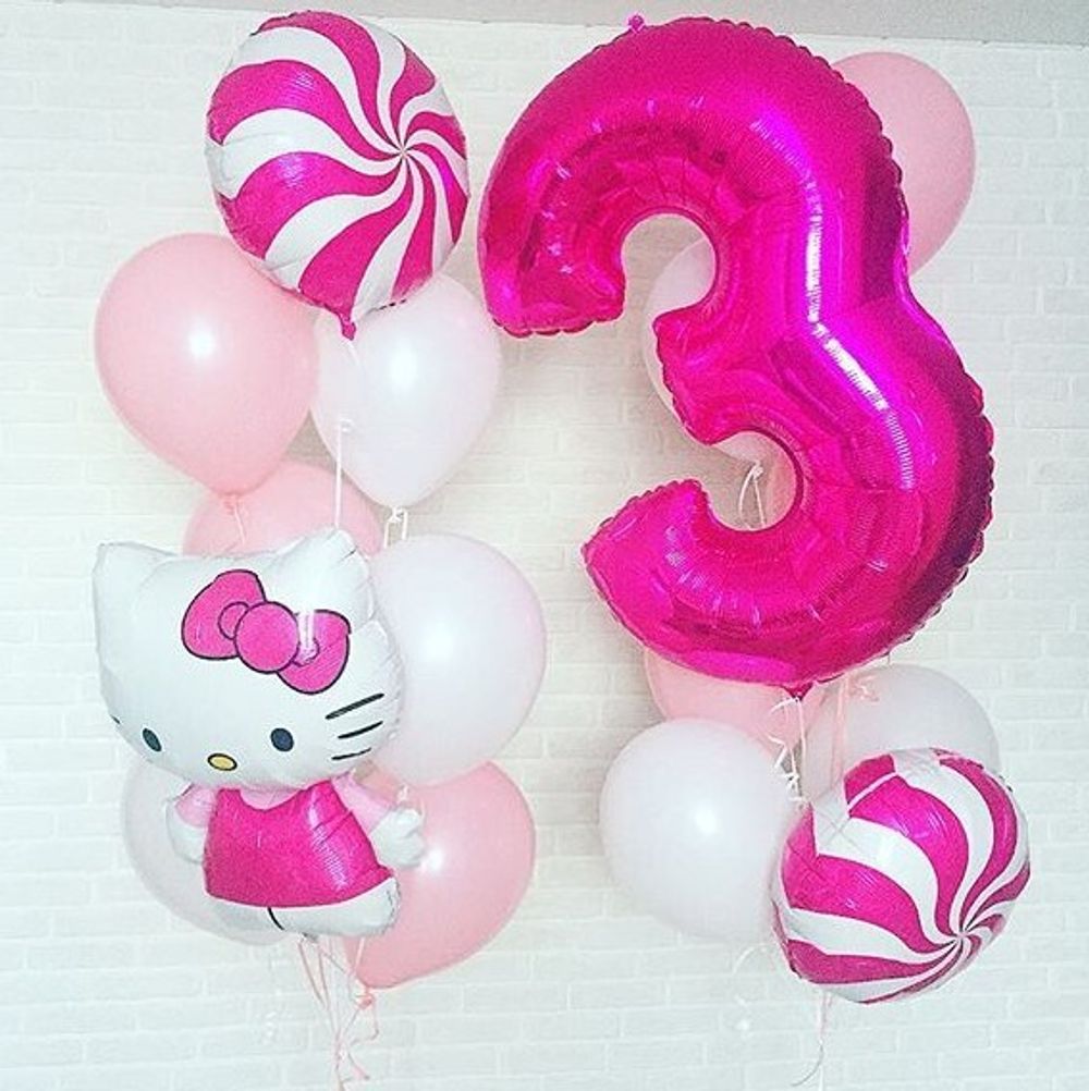 Шар (40"/102 см) Цифра, 3, Фуше, 1 шт. в упак.