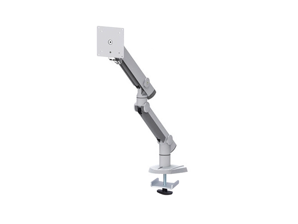 ErgoFount DFST-101G Шарнирное настольное крепление для монитора диагональю до 27'' с двухколенным вылетом, газово-пружинным амортизатором и струбциной к столу типа "G". Цвет - серебристый