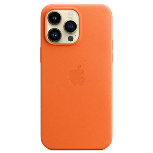 Кожаный чехол с поддержкой MagSafe Apple Leather Case для iPhone 14 Pro Max, Orange (Оранжевый)