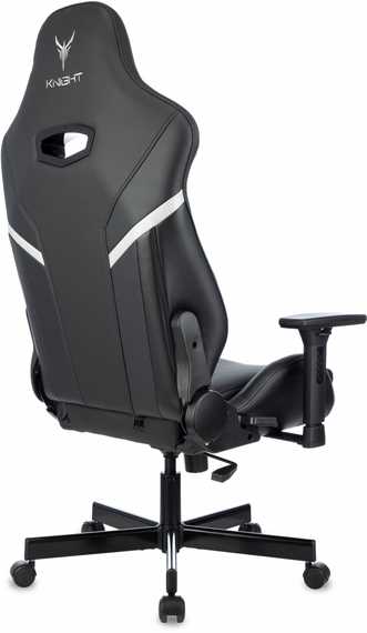 Кресло игровое Knight Thunder 5X черный экокожа с подголов. крестов. металл