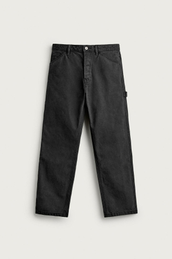 ZARA БРЮКИ STRAIGHT FIT С КАРМАНАМИ КАРГО, ЧЕРНЫЙ