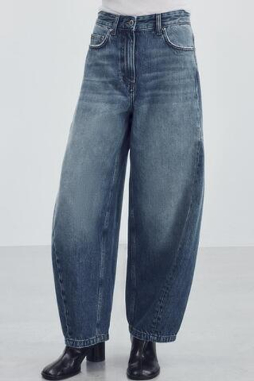 ZARA ДЖИНСЫ BALLOON ANKLE-LENGTH СО СРЕДНЕЙ ПОСАДКОЙ И ЦВЕТОЧНЫМ ПРИНТОМ — ZW COLLECTION, СИНИЙ