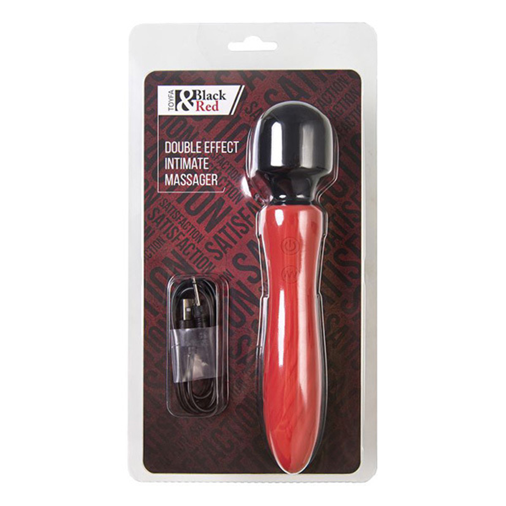 Красно-черный двусторонний вибромассажер 21см ToyFa Black&Red 901016-9