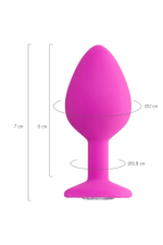 Анальная втулка ToDo by Toyfa розовая с прозрачным кристаллом 8 см