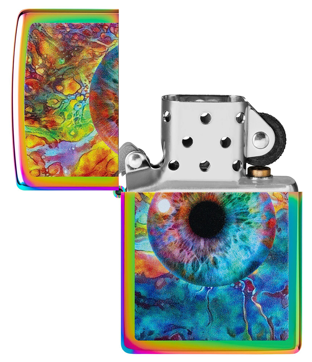 Зажигалка ZIPPO Spacey Eye с покрытием Multi Color, латунь/сталь, разноцветная, глянцевая, 38x13x57