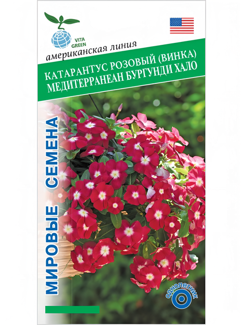 Катарантус розовый Медитерранеан Бургунди Хало, семена 5 шт