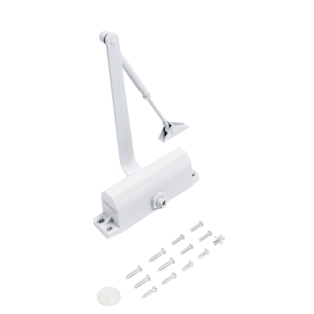 Доводчик дверной NOTEDO DC-080-НО с ФИКСАТОРОМ/WHITE Белый (60 - 100 кг) / 10001 Доводчик дверной NOTEDO DC-080-НО с ФИКСАТОРОМ/WHITE Белый (60 - 100 кг) / 10001