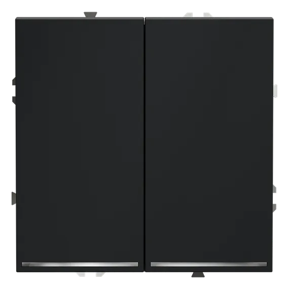 Переключатель проходной двухклавишный с подсветкой Voltum S70 Графит VLS020407