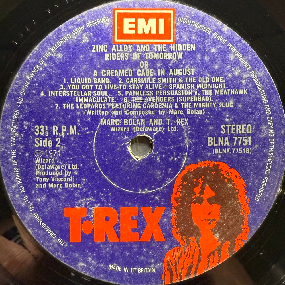 Marc Bolan & T•Rex - Zinc Alloy And The Hidden Riders Of Tomorrow - A Creamed Cage In August (Англия 1974г.)