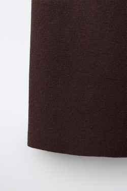 ZARA ТРИКОТАЖНЫЕ БРЮКИ WIDE-LEG, КОРИЧНЕВЫЙ