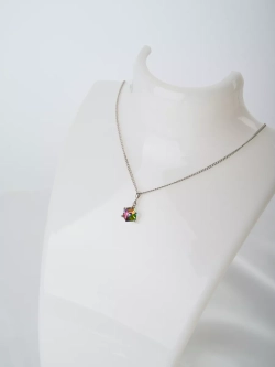 Кулон-кубик Миражи с зеленым кристаллом Swarovski