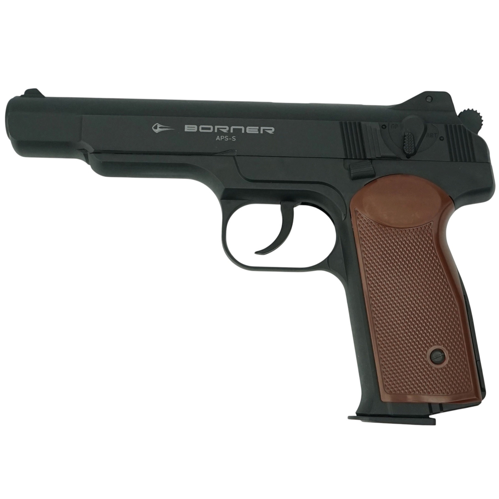 Пистолет пневматический Borner APS-S (Стечкин) Black, кал. 4,5 мм (пластик)