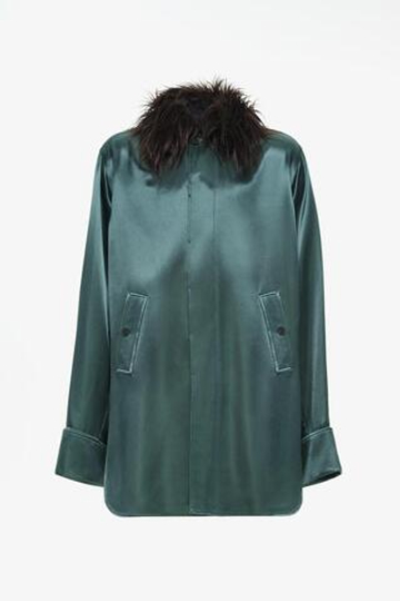 ZARA X JOHN GALLIANO КУРТКА-РУБАШКА, СЕРО-ЗЕЛЕНЫЙ