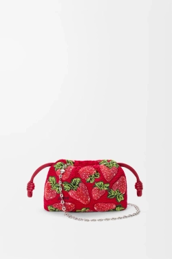 Loewe Мини-сумочка Flamenco с бисером, красный