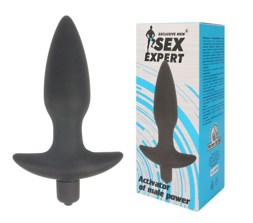 Анальная пробка Sex Expert с вибрацией - 10,5 см. (Цвет: черный)