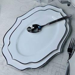 Lenardi 205-597 Набор из 2 овальных блюд 30,5см MAGNOLIA SILVER в под.уп.(х12)Фарфор