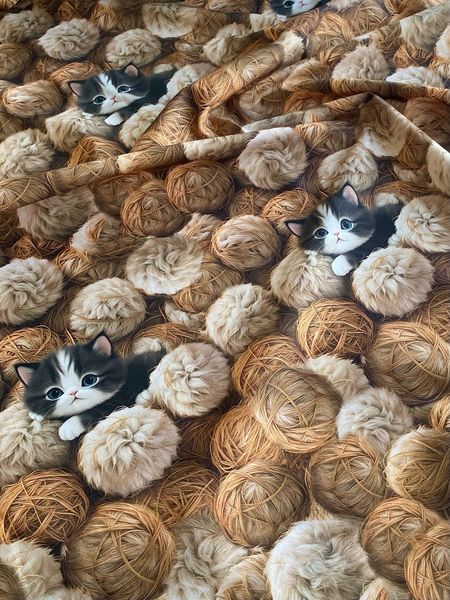 КОТИК В КЛУБОЧКАХ, отрез 45 см. 100% хлопок 2