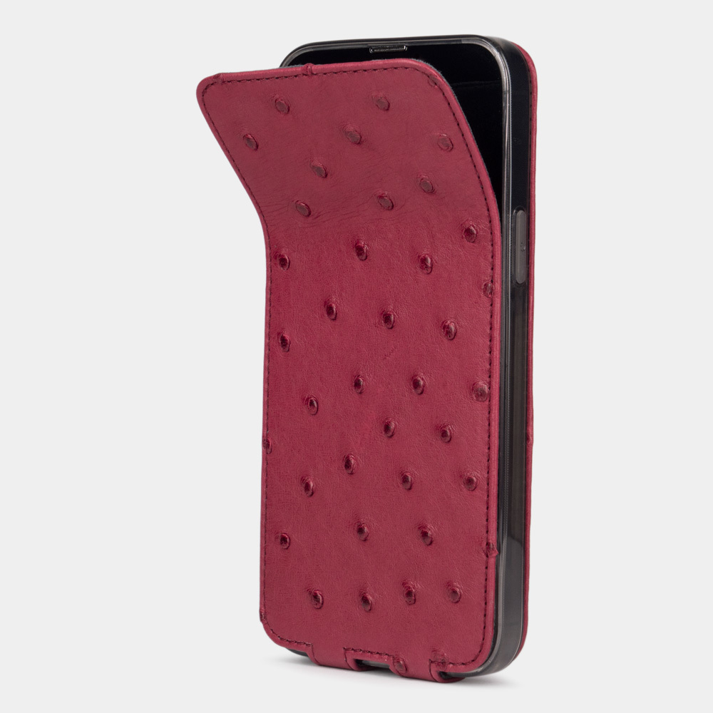 Чехол кожаный для iPhone 13 Pro Max цвета фуксии