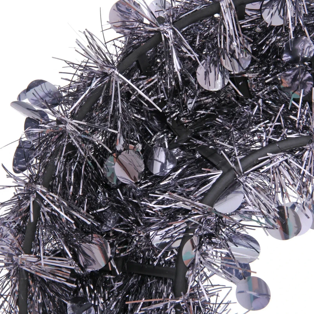 Венок декоративный TINSEL «Изящный блеск» 38 см, Графит