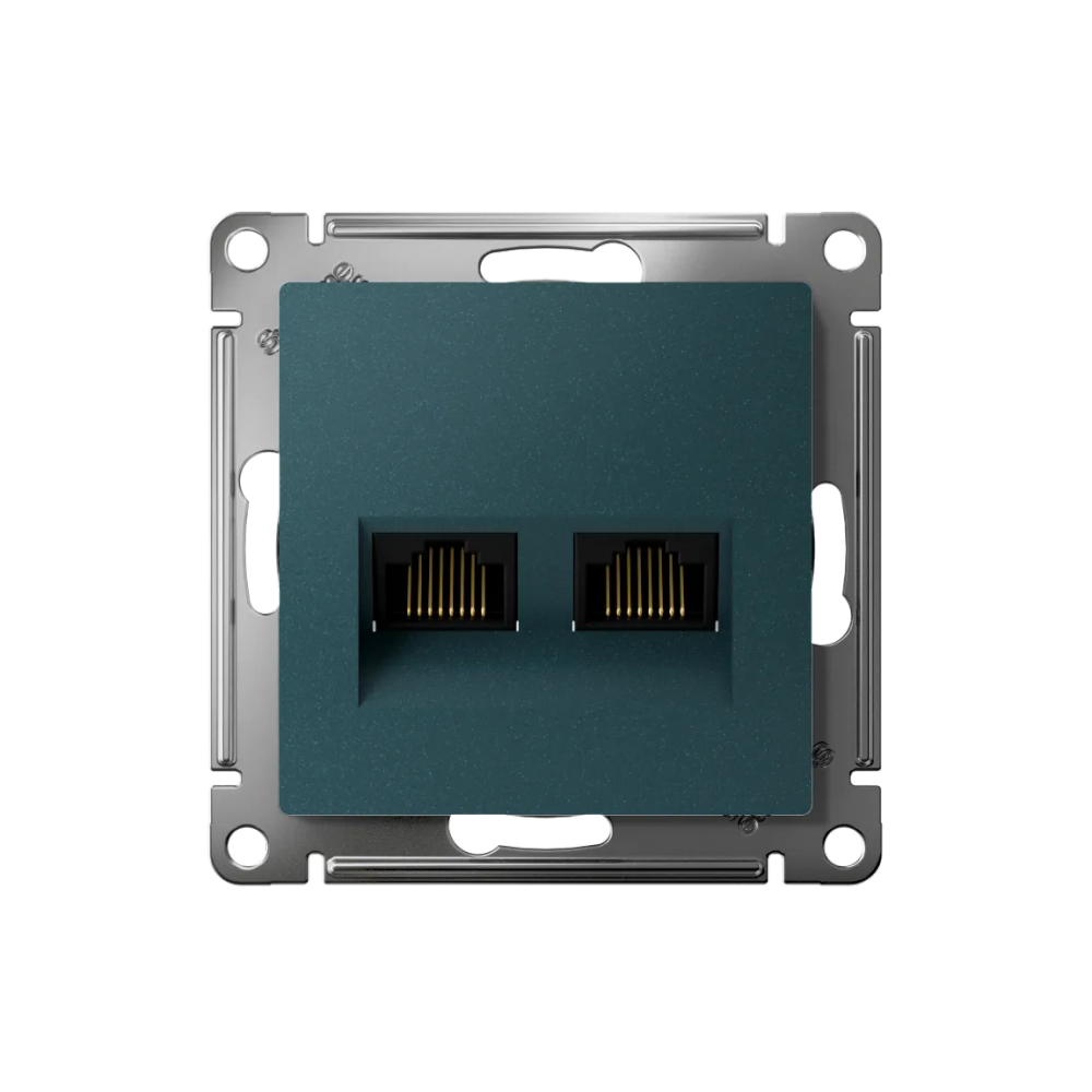 ATLASDESIGN РОЗЕТКА двойная компьютерная RJ45+RJ45 кат. 5e, механизм, ИЗУМРУД