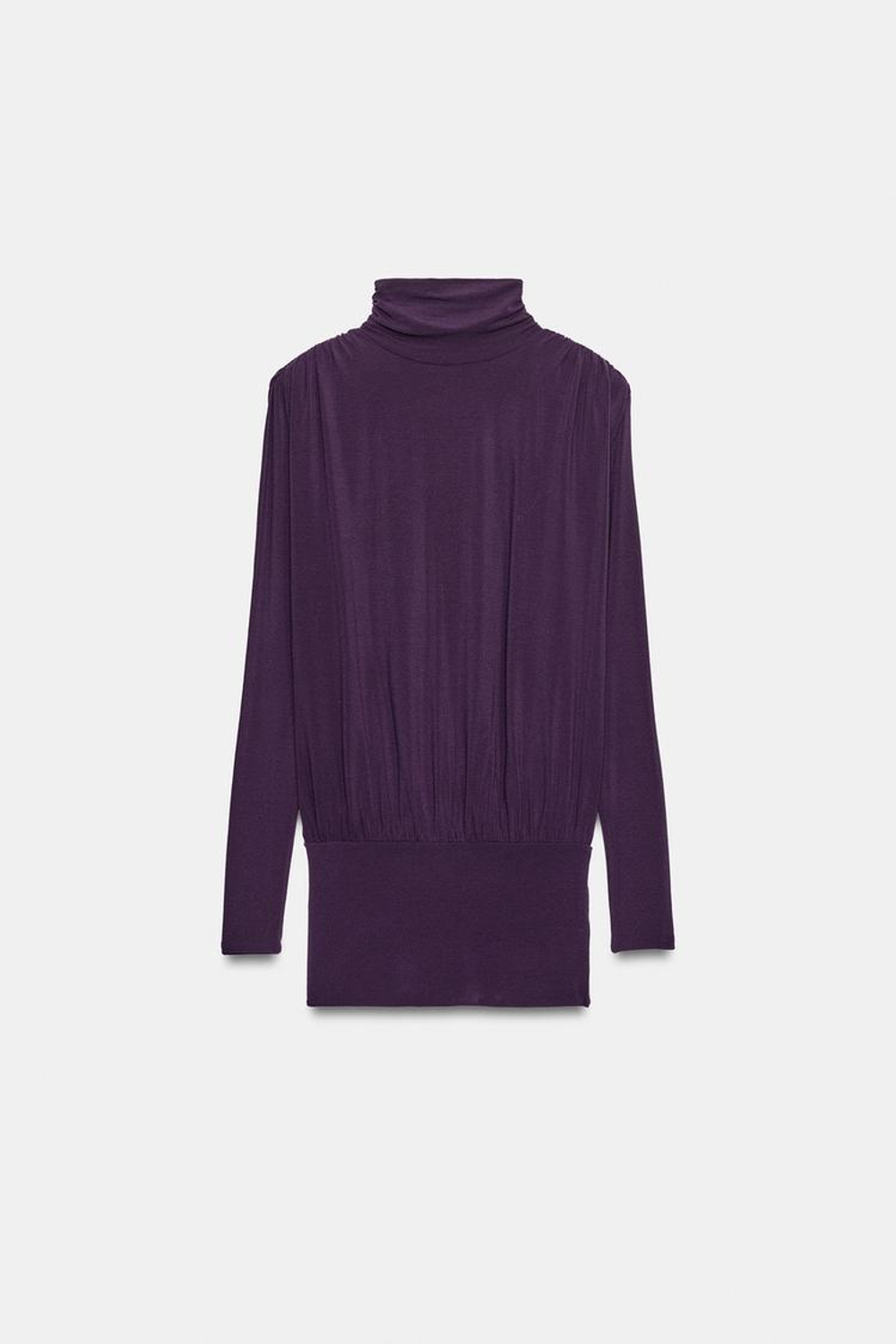 ZARA ТОП СО СБОРКАМИ И ПОДПЛЕЧНИКАМИ, ЛИЛОВЫЙ