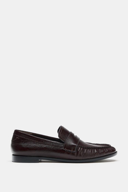 ZARA КОЖАНЫЕ ЛОФЕРЫ, КОРИЧНЕВЫЙ
