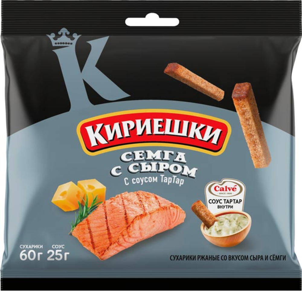 Сухарики Кириешки Семга/сыр с соусом Тар-тар 60 гр м/у