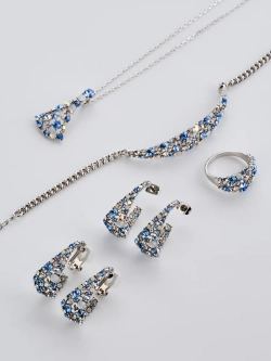 Клипсы Россыпь из голубых камней Swarovski