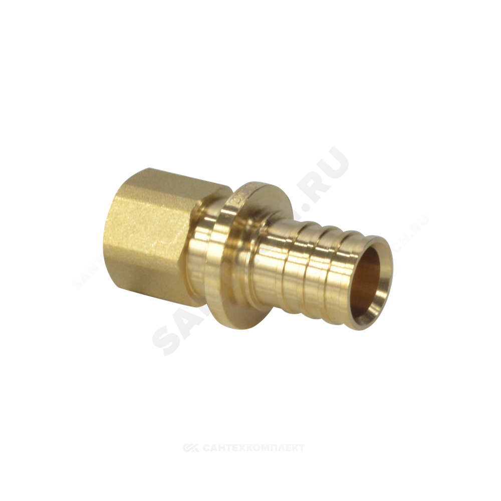 Муфта для PE-X труб аксиальная латунь Дн 20х1/2" ВР РОС